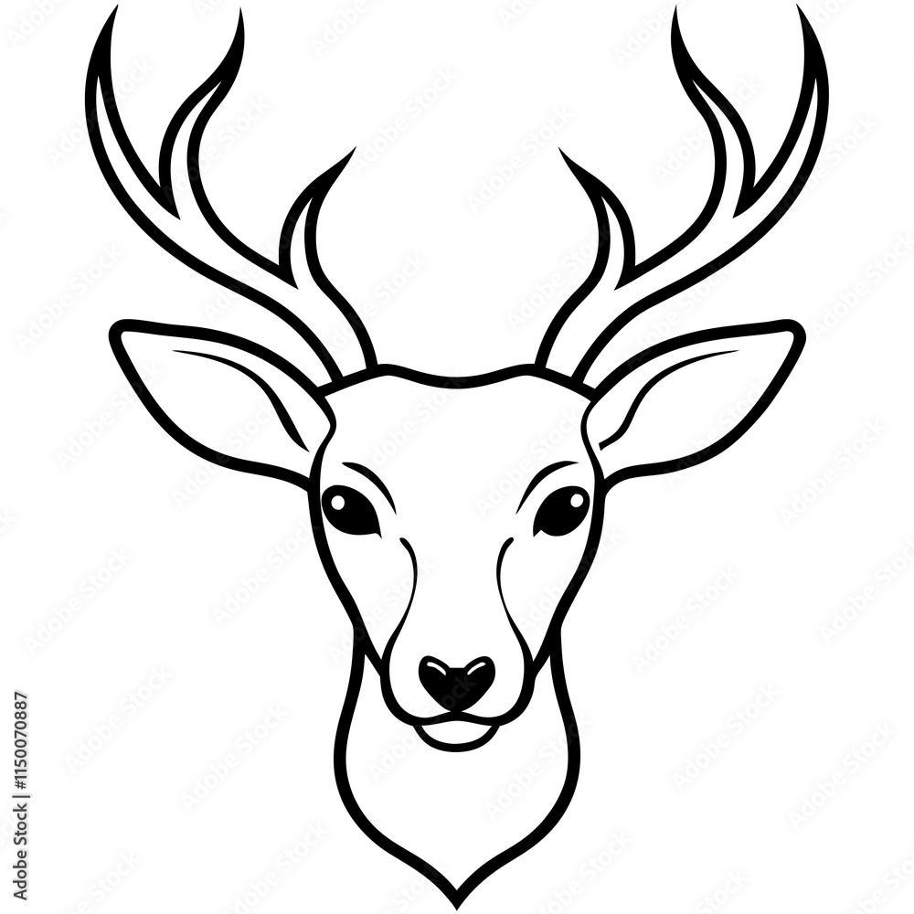 deer-head-silhouette-vector-line-art-on-white-back deer-head-silhouette-vector-line-art-on-white-back