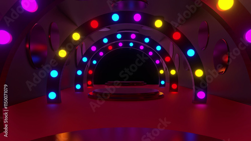 Colorful Neon Light Tunnel Background