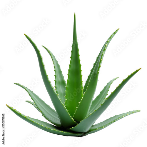 Green succulent with spiny leaves on black background