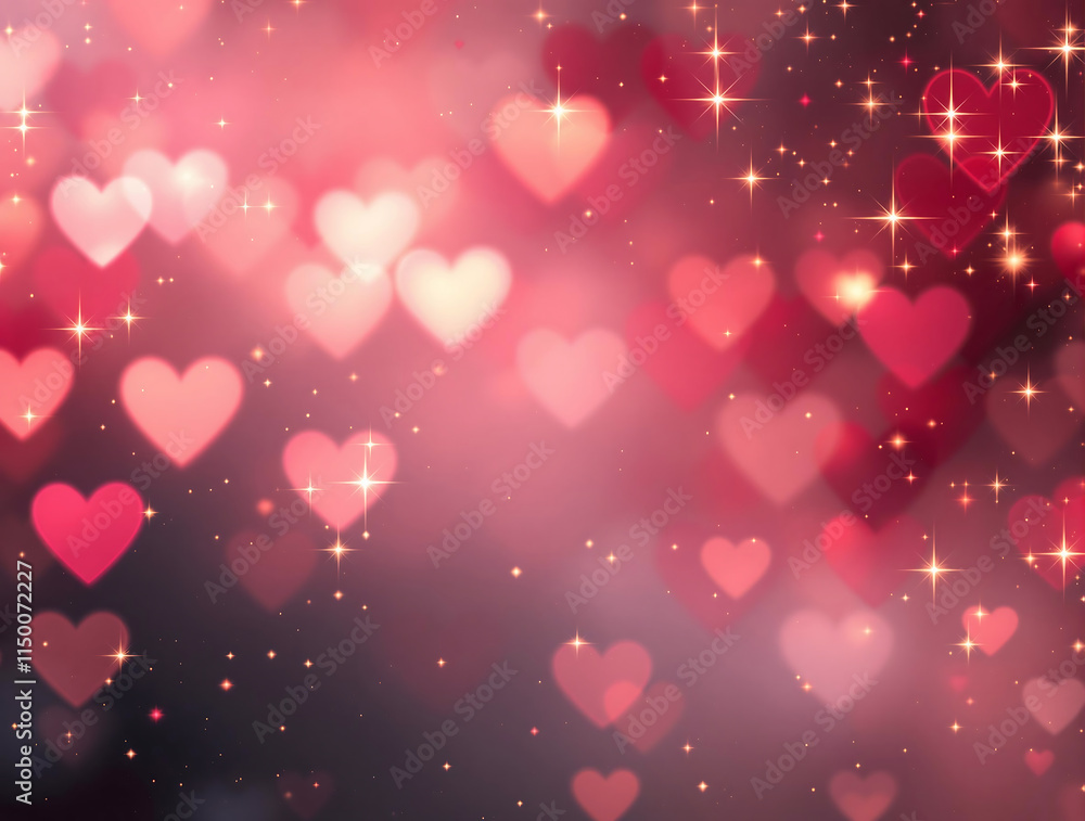 Bokeh heart shaped light on the sparkling light Valentine's day background Bokeh heart shaped light on the sparkling light Valentine's day background