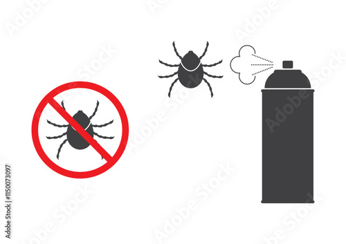 bug mite stop sign and repellent spray icon