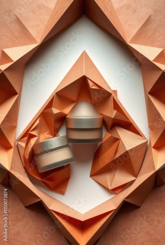 Artful Arrangement of Cosmetic Products in Origami Design