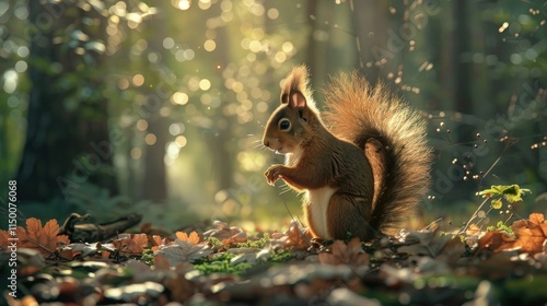 Squirrel in the forest --ar 25:14 --v 6 Job ID: 15e9edc7-36be-46e8-9917-777be70157da photo