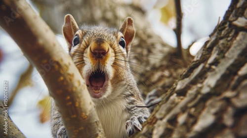 squirrel on a tree makes a funny grimace --ar 25:14 --v 6 Job ID: a4ef254a-ced0-40b2-8c1b-823a98351921 photo