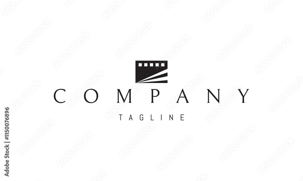 Vector logo with an abstract image of film strip with rays of light on it. Vector logo with an abstract image of film strip with rays of light on it.