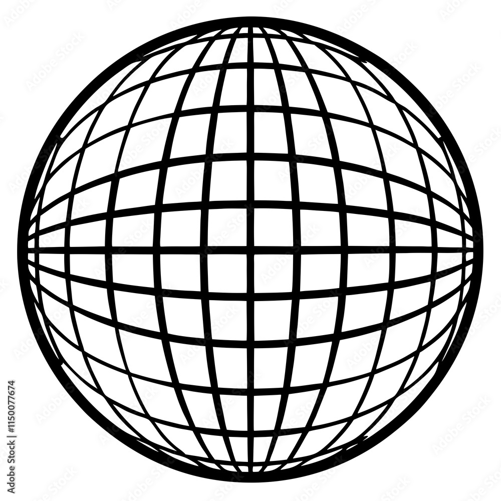 Disco Ball vector silhouette black design white background Disco Ball vector silhouette black design white background