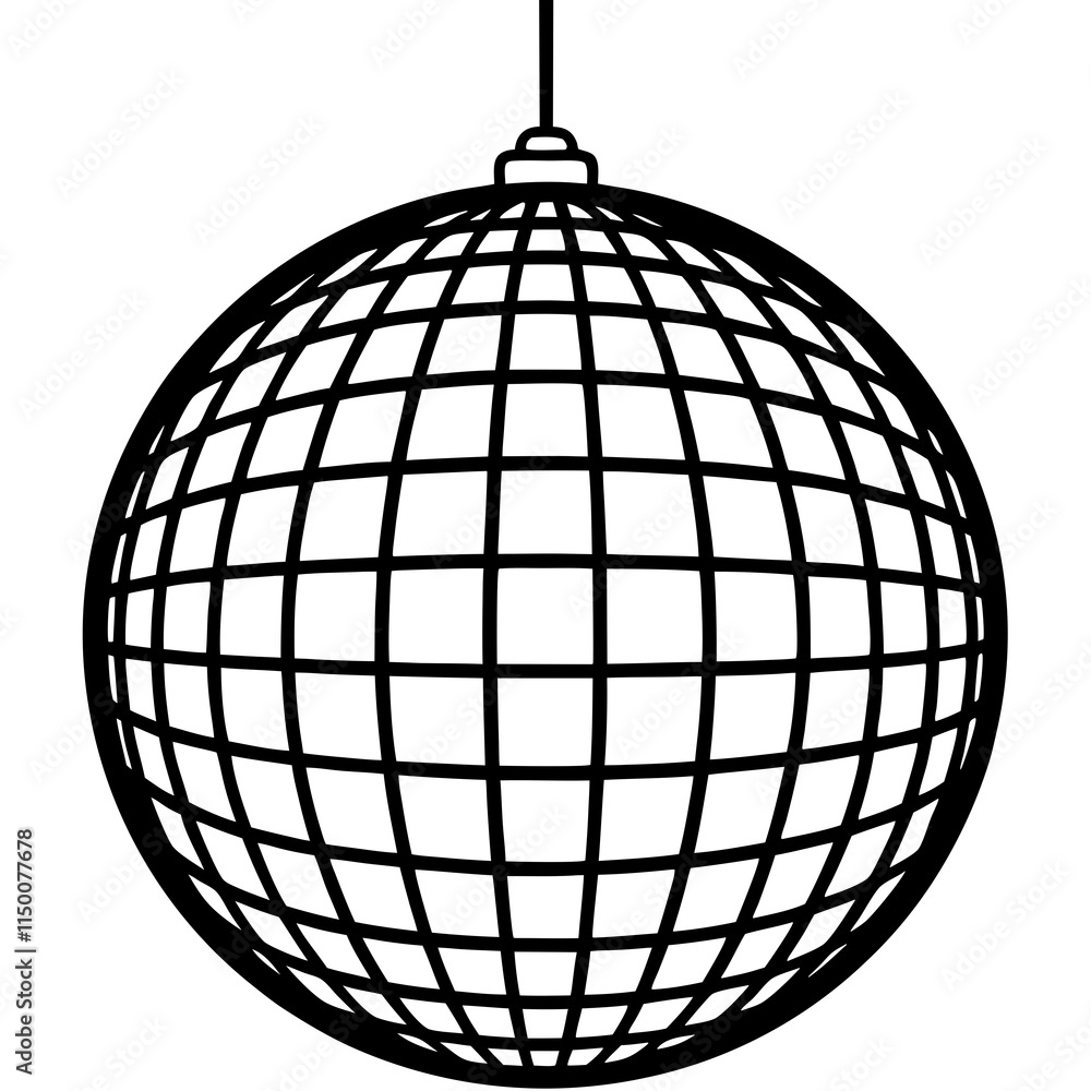 Disco Ball vector silhouette black design white background Disco Ball vector silhouette black design white background