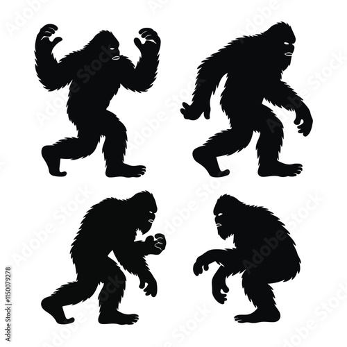 Bigfoot Silhouette Vector Mysterious Bigfoot Silhouette Vector