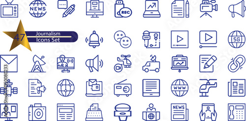 Journalism icon set. Containing journalist, news,