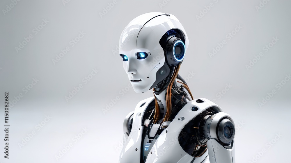 A robot with blue eyes and white body A robot with blue eyes and white body