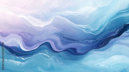 Abstract Blue and White Swirling Paint Design