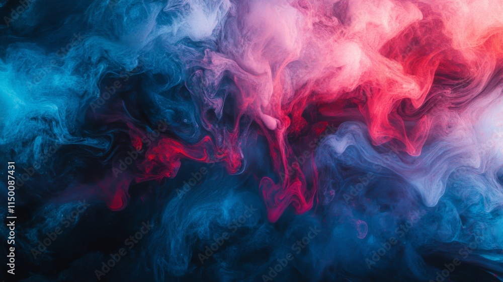 Fototapeta premium Abstract Swirling Blue and Red Ink Clouds