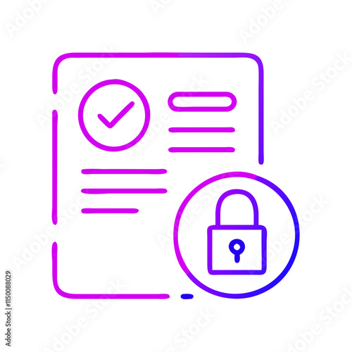 Cybersecurity audit icon with lock and checklist. Perfect for content about cybersecurity, data protection, and digital threats. Symbol of danger, viruses, and data breaches