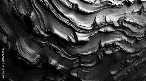 Abstract Black And White Wavy Rock Texture photo