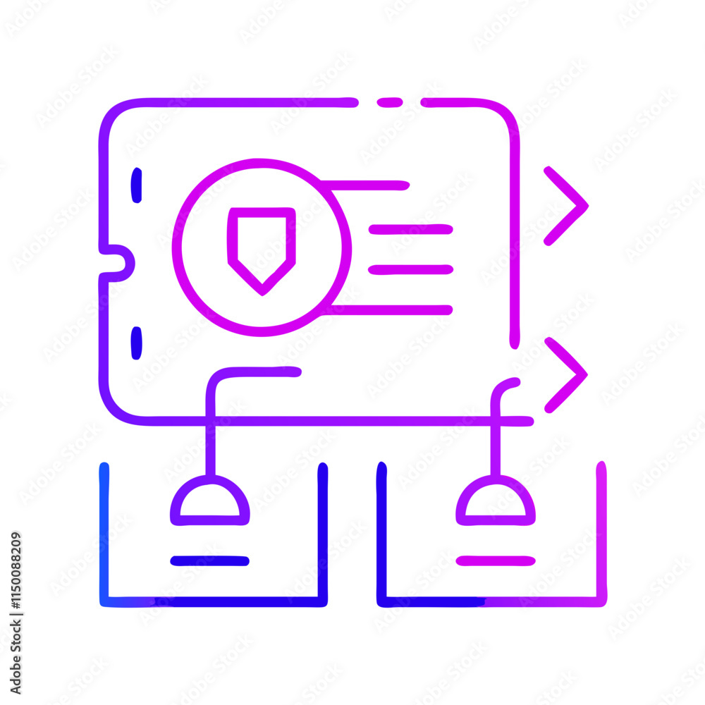Minimalist data classification icon with shield and user profiles. Perfect for content about cybersecurity, data protection, and digital threats. Symbol of danger, viruses, and data breaches Minimalist data classification icon with shield and user profiles. Perfect for content about cybersecurity, data protection, and digital threats. Symbol of danger, viruses, and data breaches