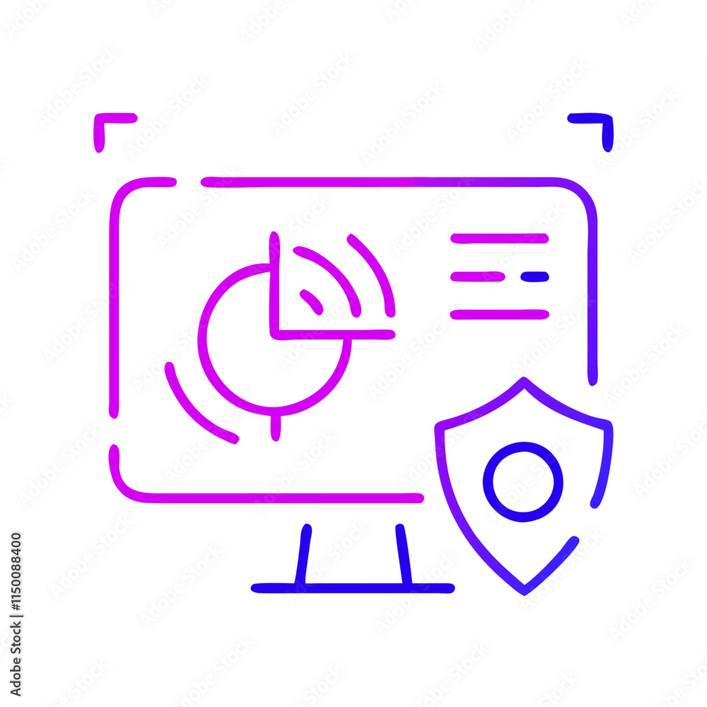Minimalist intrusion detection icon with monitor and shield. Perfect for content about cybersecurity, data protection, and digital threats. Symbol of danger, viruses, and data breaches Minimalist intrusion detection icon with monitor and shield. Perfect for content about cybersecurity, data protection, and digital threats. Symbol of danger, viruses, and data breaches