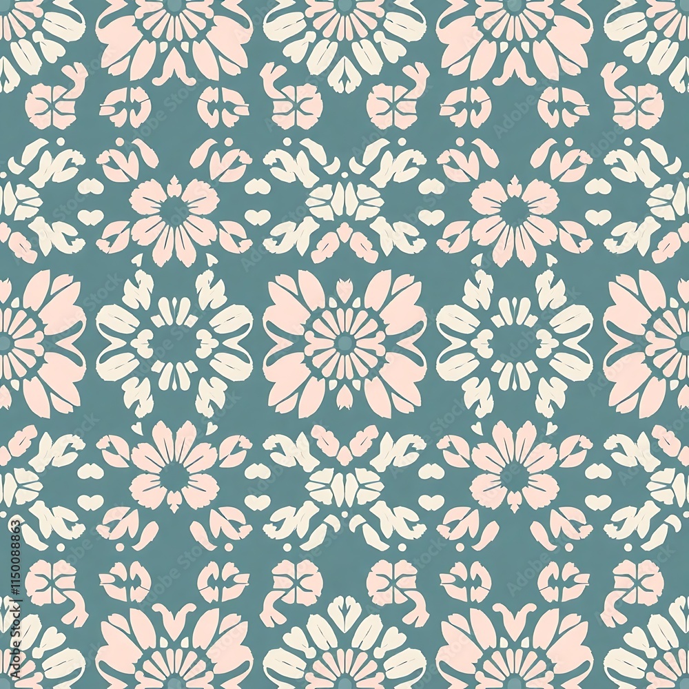 Seamless Teal and Blush Floral Pattern Seamless Teal and Blush Floral Pattern