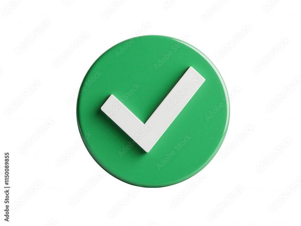 Green checkmark symbol on a round button, representing approval, success, confirmation, or completion, ideal for messages and notifications in digital communication and Green checkmark symbol on a round button, representing approval, success, confirmation, or completion, ideal for messages and notifications in digital communication and