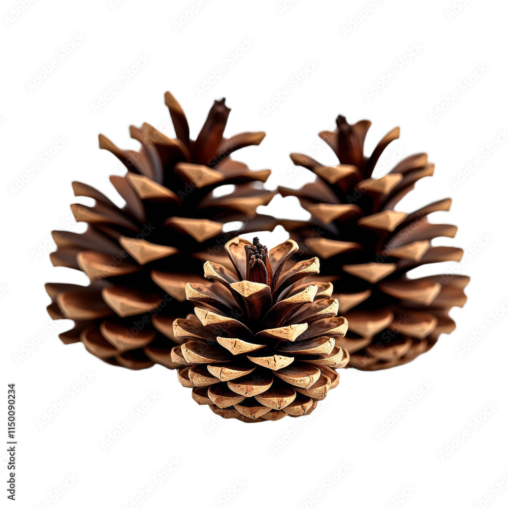 Pinecone in the center of two other pinecones Pinecone in the center of two other pinecones