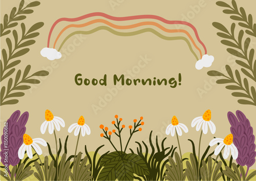 Cute Garden Bacground, Vector Art