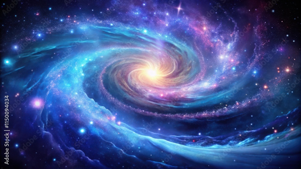 A Cosmic Dance of Light and Color, a Spiraling Galaxy Illuminates the Vastness of Space A Cosmic Dance of Light and Color, a Spiraling Galaxy Illuminates the Vastness of Space