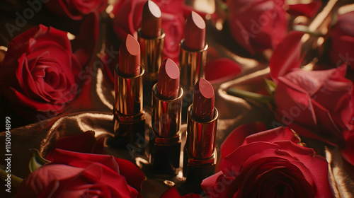 Luxurious Red Lipstick and Roses for a Romantic Mood