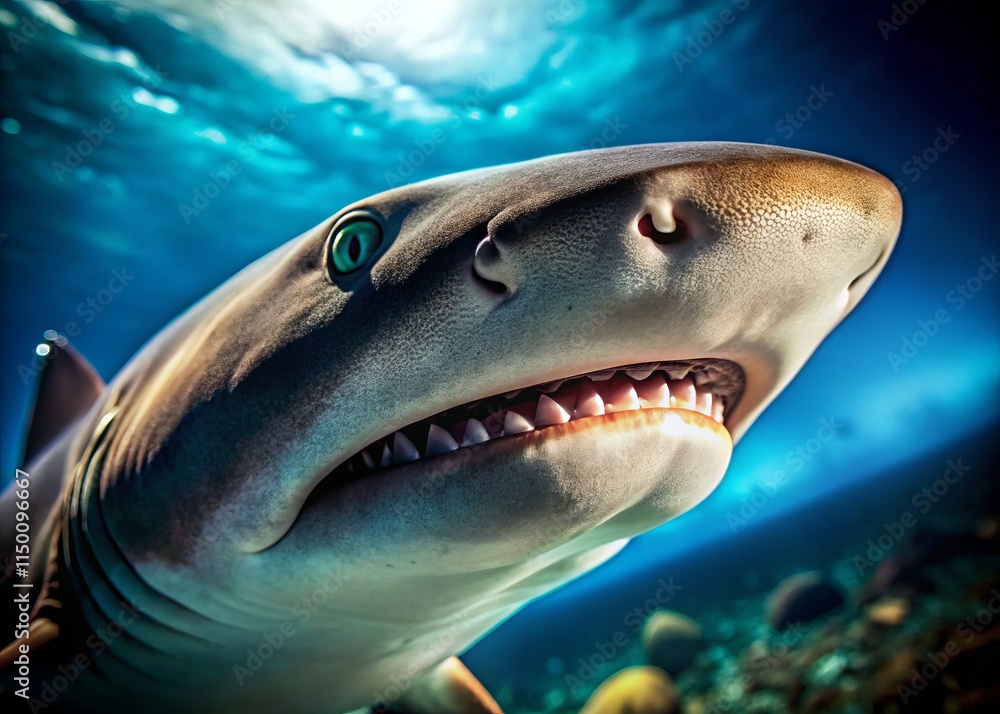 Naklejka premium Shark Skin Texture Wide Angle Close Up: Macro Photography of Aquatic Animal's Dermis