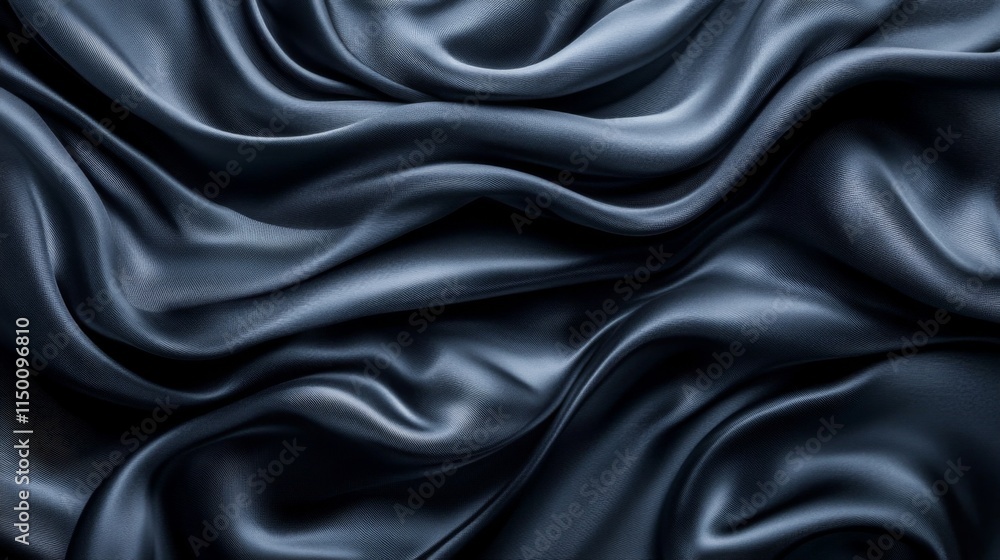 Obraz premium Dark Blue Silk Draped Fabric Texture Background