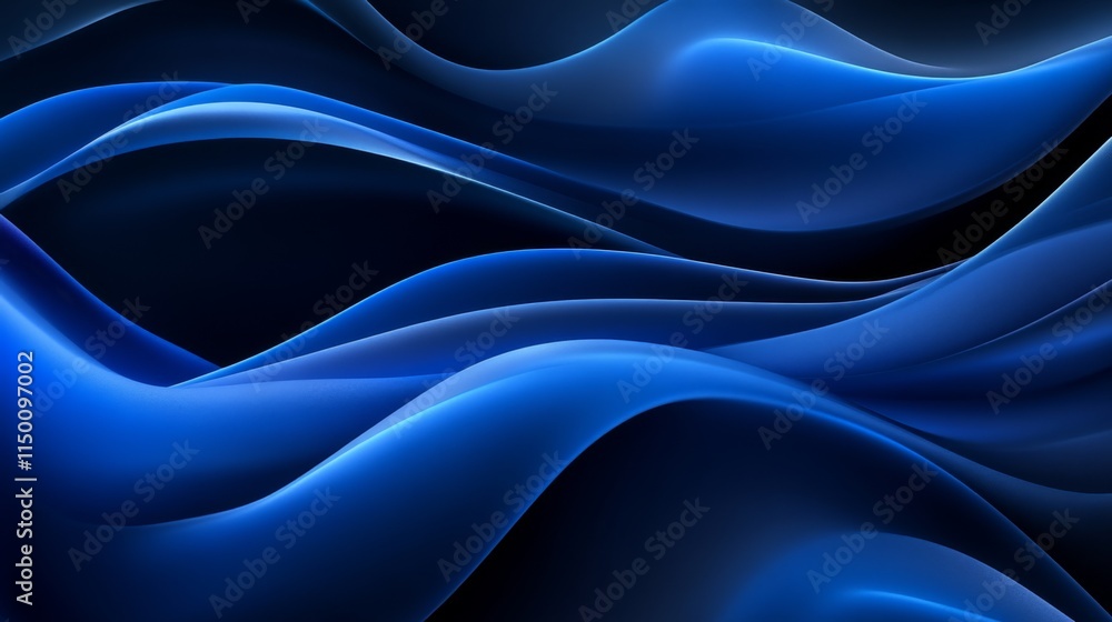 Fototapeta premium Abstract Blue Waves Smooth Curves Design