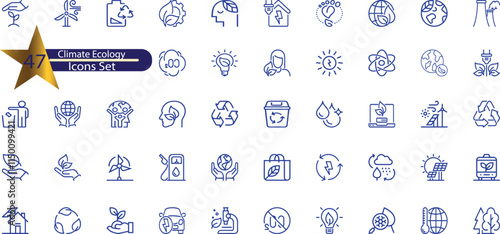 Set of Climate Change line icons - Editable stroke