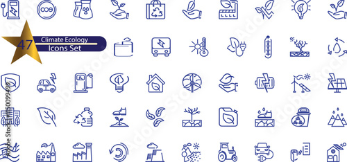 Set of Climate Change line icons - Editable stroke