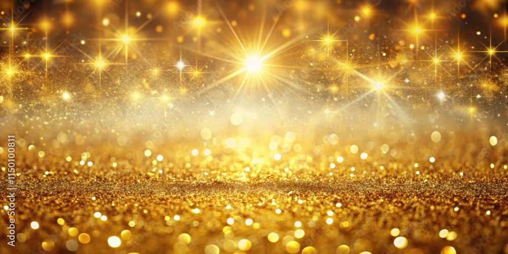 Obraz premium A shimmering gold background with twinkling lights and a soft focus effect for a celebratory and elegant backdrop.