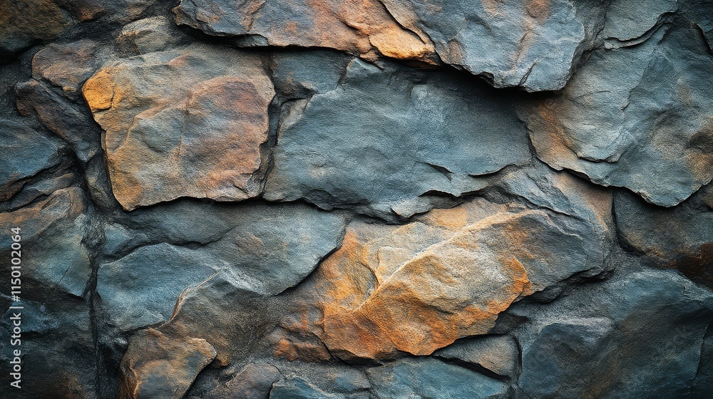 A textured stone wall featuring a mix of dark and light rocks, showcasing natural patterns and earthy tones. A textured stone wall featuring a mix of dark and light rocks, showcasing natural patterns and earthy tones.