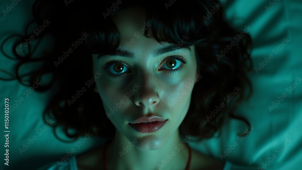 Fototapeta premium portrait of a woman Immerse soul gorgeous eyes captivating blue tone