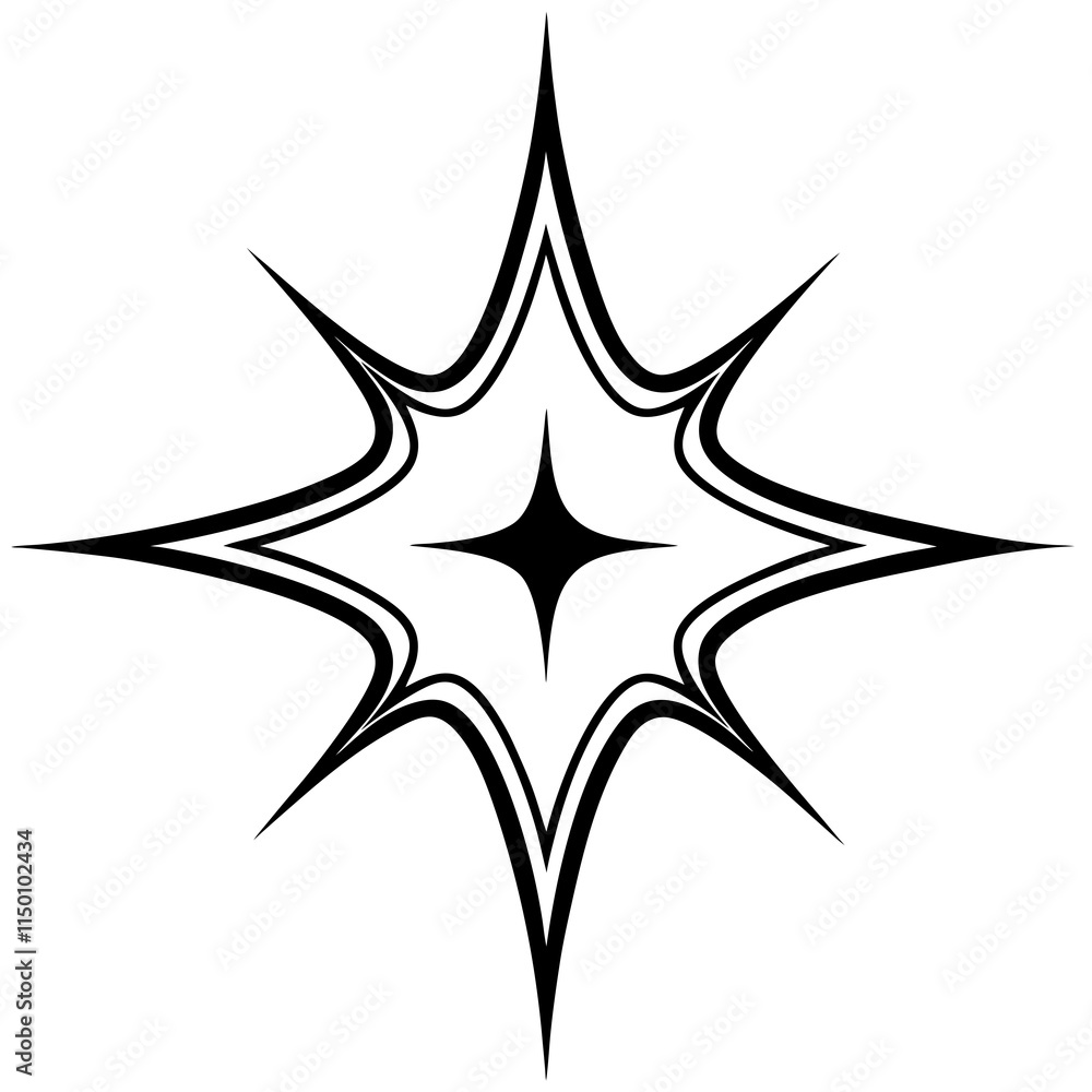 Star Sparkles silhouette black design white background