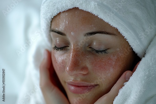 Relaxing Facial Treatment with Warm Towels photo