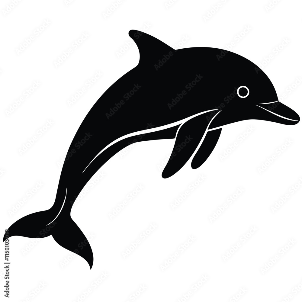 Obraz premium Dolphin silhouette on white background