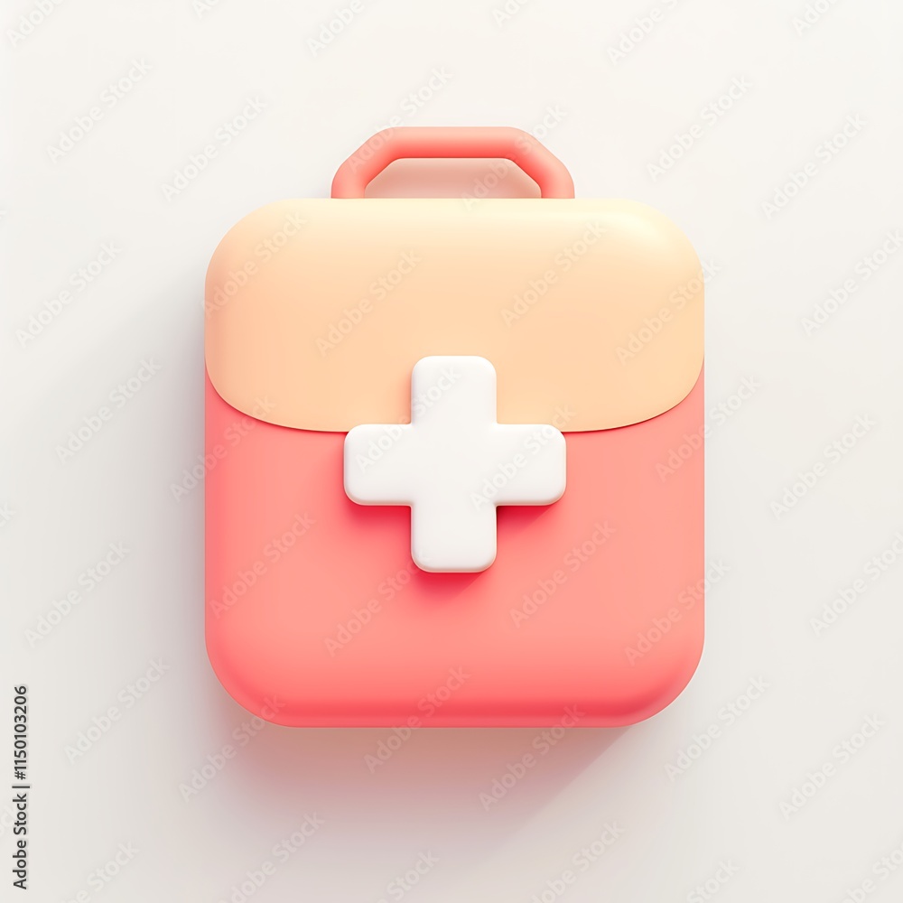 Fototapeta premium Colorful 3D medical kit with white cross symbol isolated design