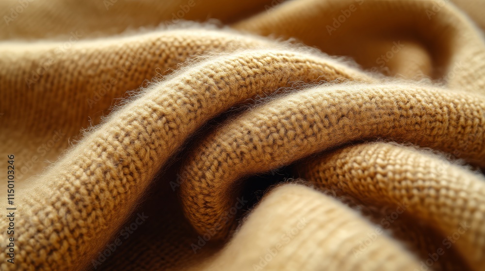 Soft, golden fabric folds create a warm, inviting texture, perfect for cozy clothing or home decor.