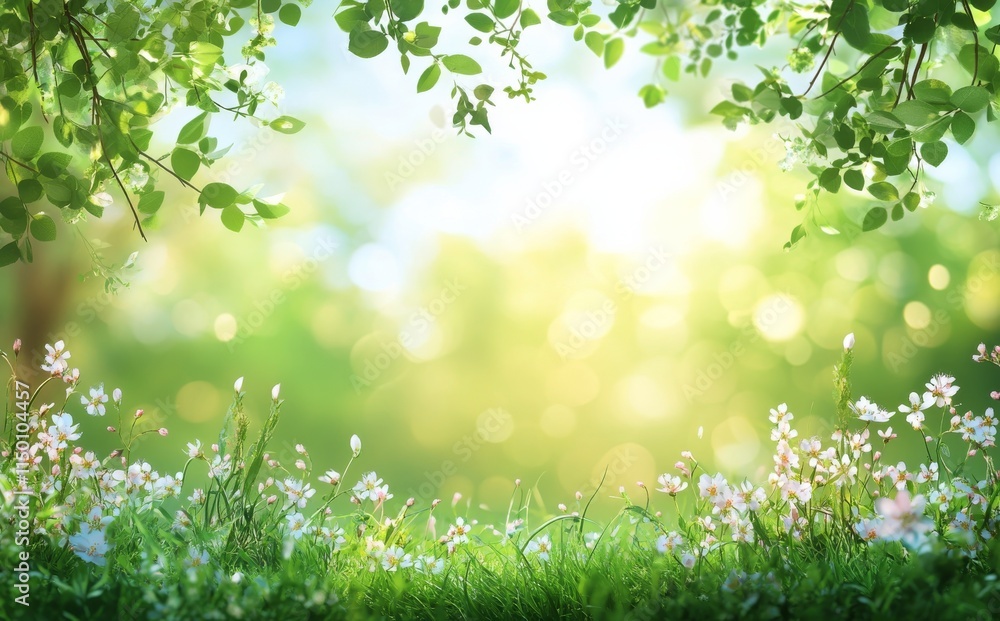 Fresh green grass basking in sunlight in a lush garden during the afternoon