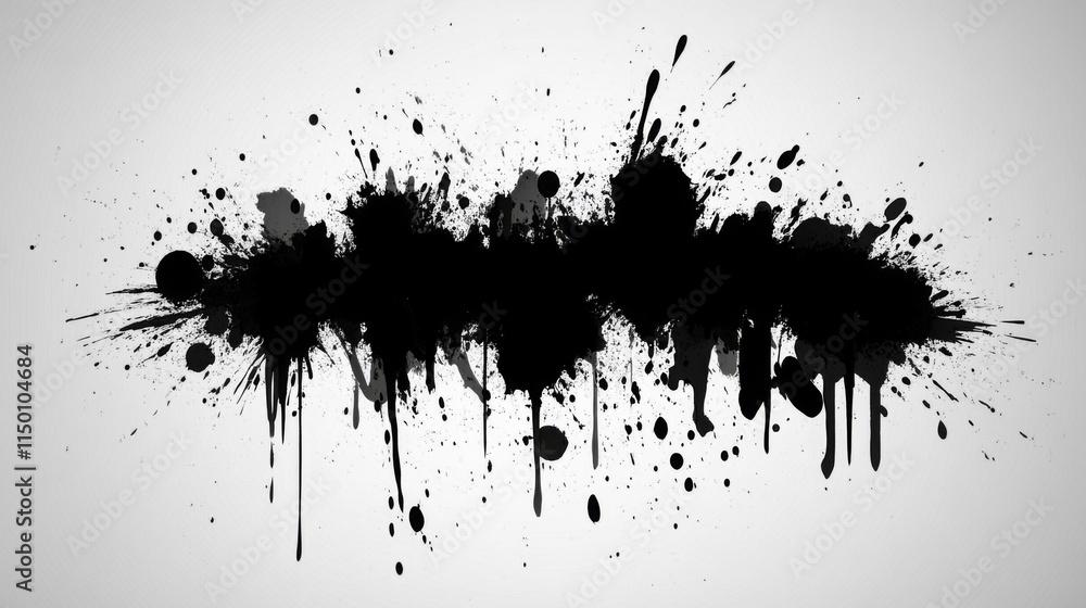 Abstract Black Ink Splatter Design On White Background Abstract Black Ink Splatter Design On White Background