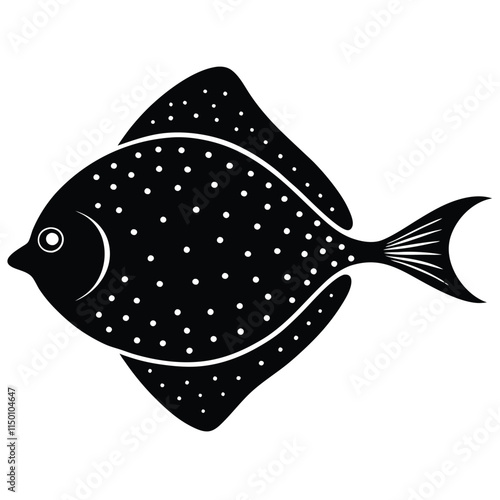 Flatfish silhouette on white background