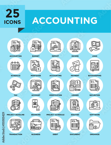 Accounting and Finance icon collection set. Containing design finance, accounting, analysis, business, financial, corporate