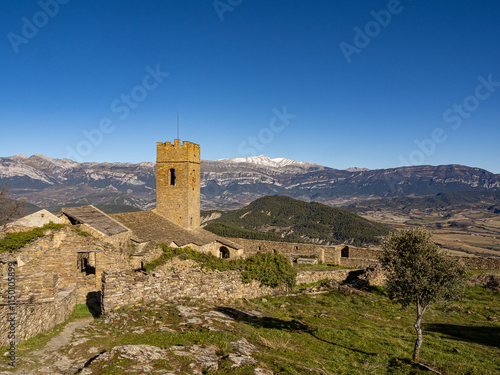 fortified town Muro de Roda. Fueva Valley. Pyrenees. Huesca. Aragon. Asset of cultural interest photo