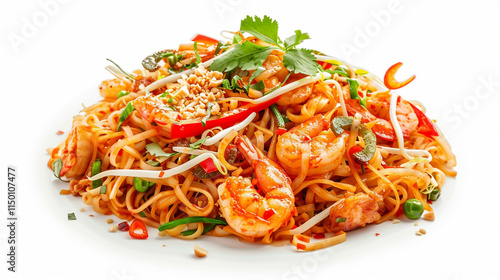 Famous Thai Pad Thai Serving on white background.PNG photo