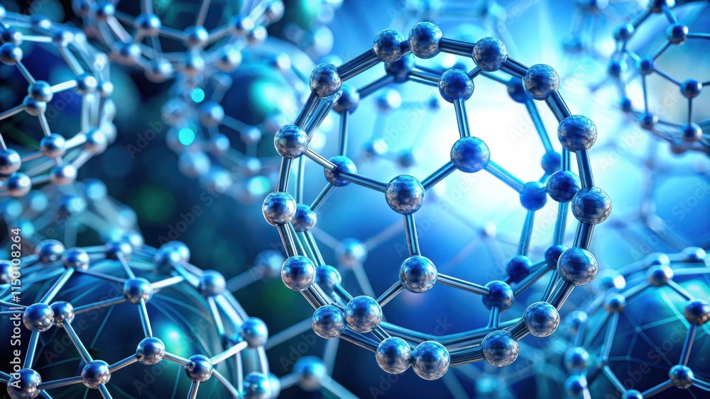 A Close-up of a Complex Molecular Structure with Interlocking Spheres Connected by Silver Rods, Highlighting the Beauty and Intricacy of Scientific Discovery