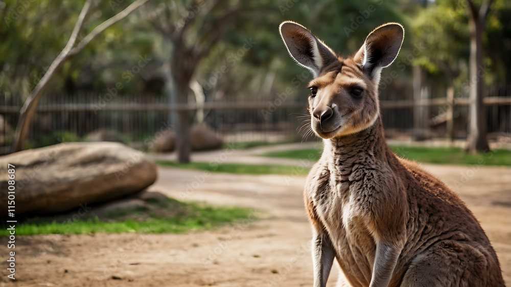 A 3D kangaroo with a joey in its pouch, highlighting the bond of these Australian animals in a zoo, against a soft pastel background
A 3D kangaroo with a joey in its pouch, highlighting the bond of these Australian animals in a zoo, against a soft pastel background