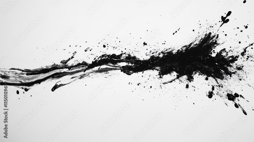 Fototapeta premium Abstract Black Ink Splash Across White Canvas