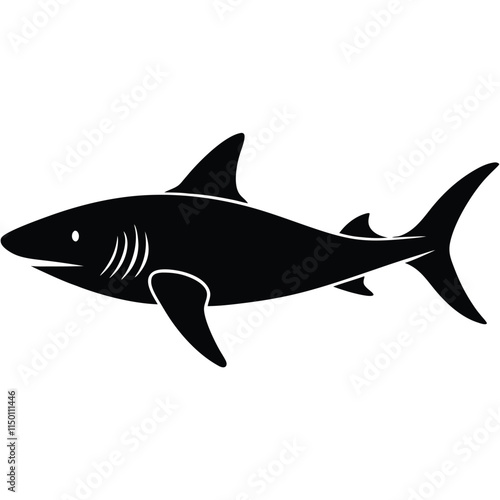 Lemon shark silhouette on white background