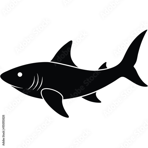 Nurse shark silhouette on white background